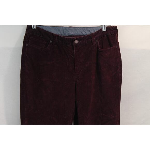 L L Bean Pants Favorite Fit Womens size 12 Maroon Corduroy Straight Leg - Picture 2 of 9